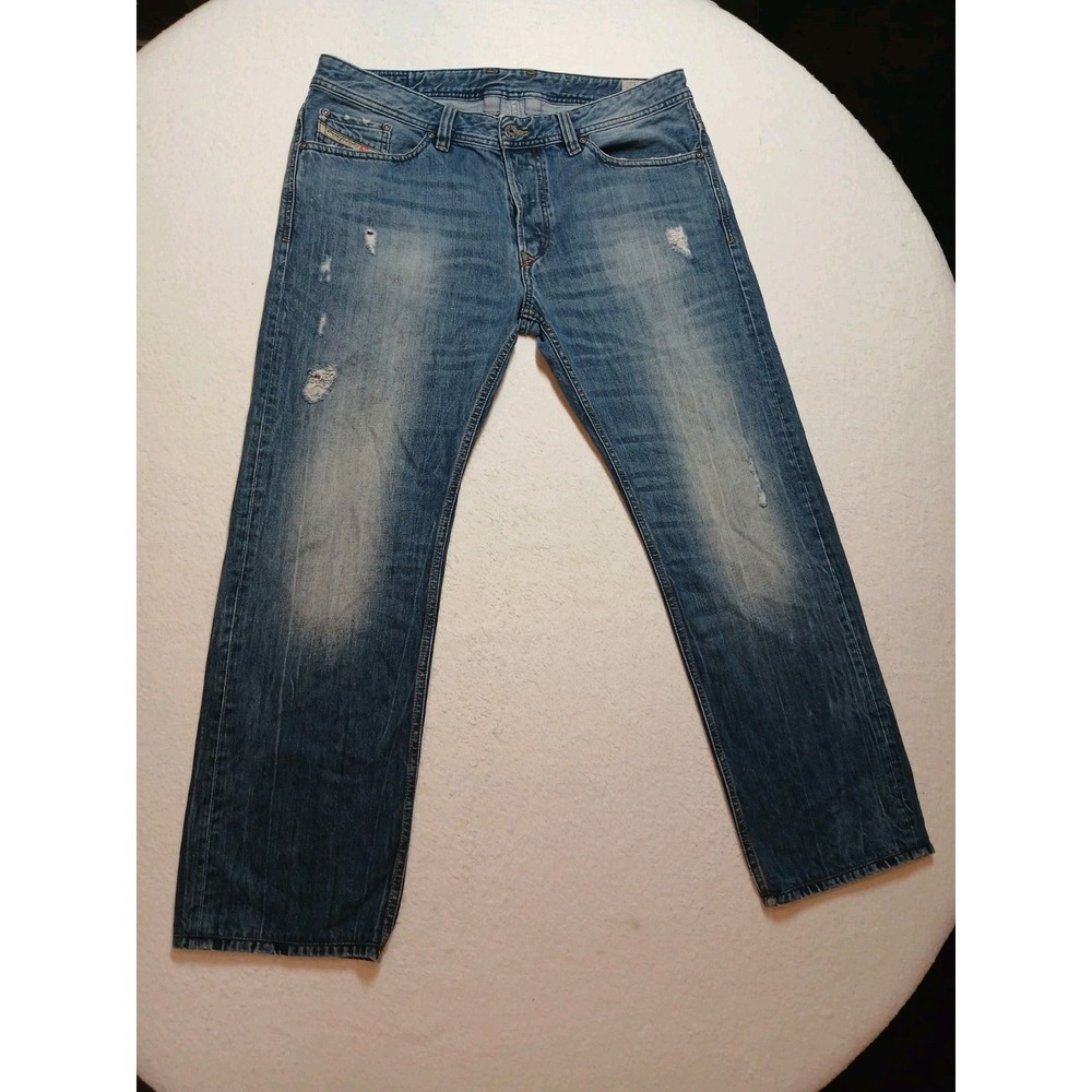 Diesel Jeans Men 36x30 Blue Relaxed Straight‎ Leg Denim Button Fly Vintage Viker